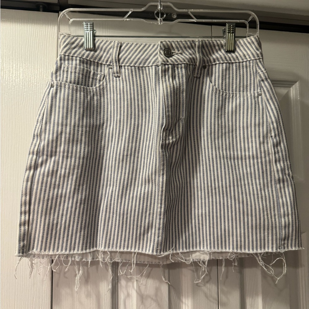 PacSun Blue and White Striped Jean Skirt